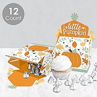 Vista 3 de Big Dot of Happiness Little Pumpkin - Caja de golosinas para fiestas – Fiesta de cumpleaños de otoño o baby shower – Juego de 12