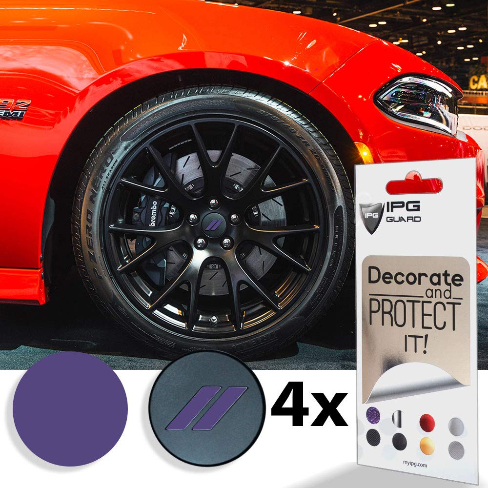 IPG Compatible for Dodge Charger Challenger Durango Wheel Center Cap Decal Sticker Wrap Kit Personalize Your Vehicle (Inner Logo, Lavender)