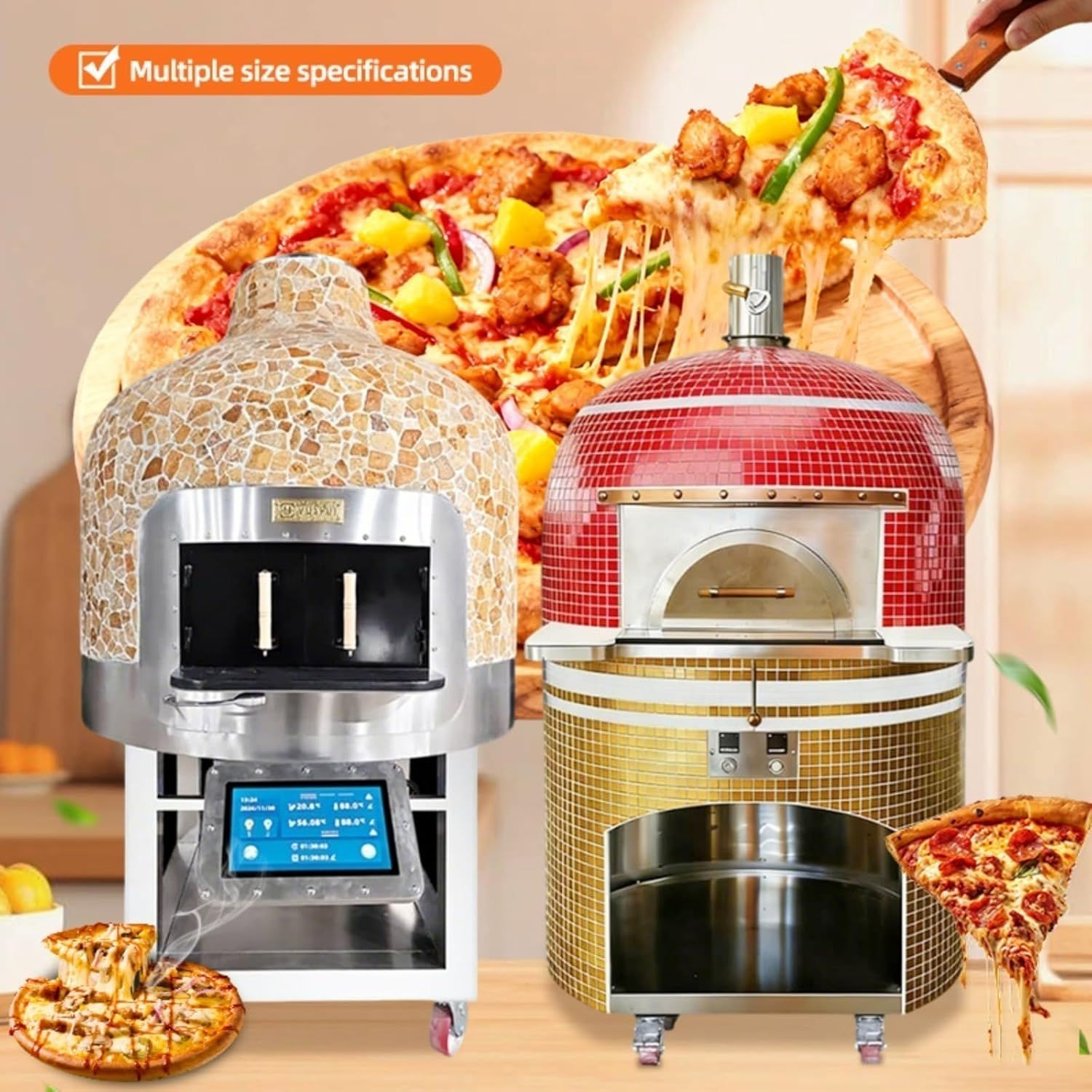 Compact Wood Fired Pizza Oven for Outdoor Use, Stainless Steel Build with Stone Baking Board, Great for Garden Parties and Camping Cooking