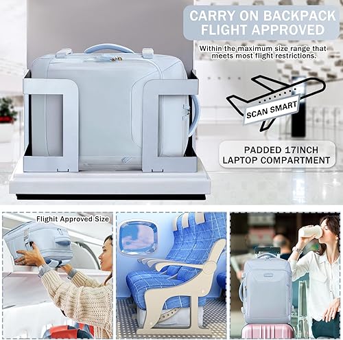 Miniatura 2 de Mochila de transporte, mochila grande para portátil de viaje aprobada por la TSA con puerto de carga USB, Verde oscuro, Mochilas de viaje