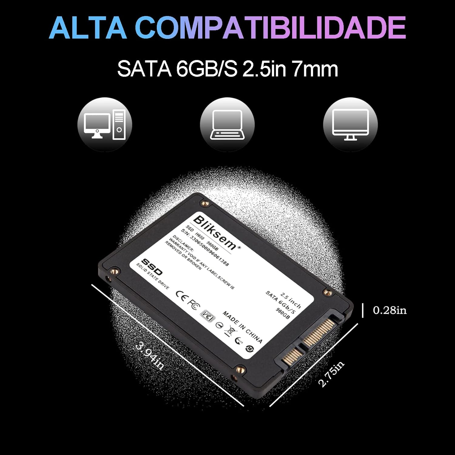 Bliksem SSD 512gb SATAケーブル付き H650 SATA III 6Gb/s