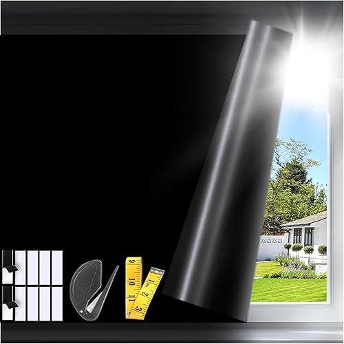 Persianas 100% opacas para ventanas de dormitorio (118 pulgadas de ancho x 59 pulgadas de alto), persianas opacas sin taladro, persianas opacas con