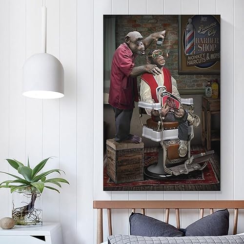 Miniatura 5 de Aimeryup Póster enmarcado de cortes de pelo de mono para decoración de pared, baño, lienzo, impresiones artísticas sin marco, 24 x 36 pulgadas (23.6