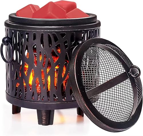 Miniatura 8 de Calentador de Cera Vintage para Chimenea y Calentador de Cera Derretida - Eléctrico 4 en 1 con Llama LED para Scentsy Melts, Calentar Bebidas, Negro