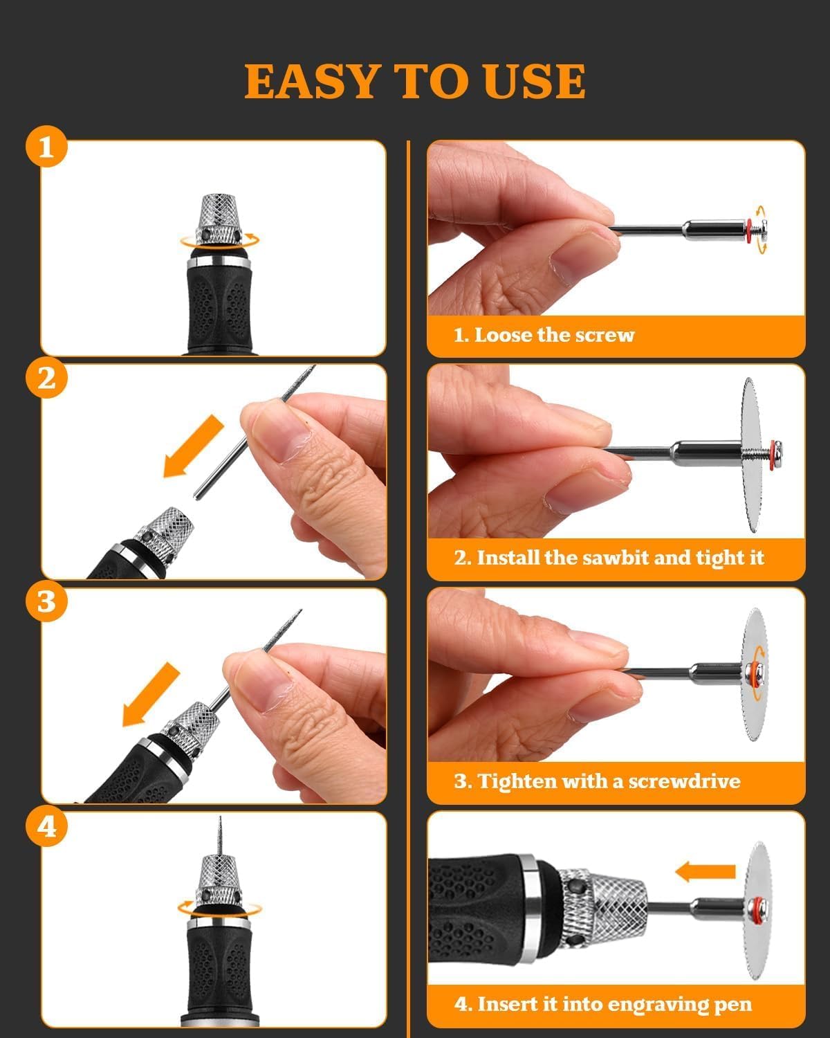 Engraving Pen for Metal Wood Glass Plastic, Engraving Tool 44Kits, 5 Speeds Up to 30000RPM, USB Rechargeable Engraver Kit Craft Gifts for Teens Adults Beginner with Guide Book