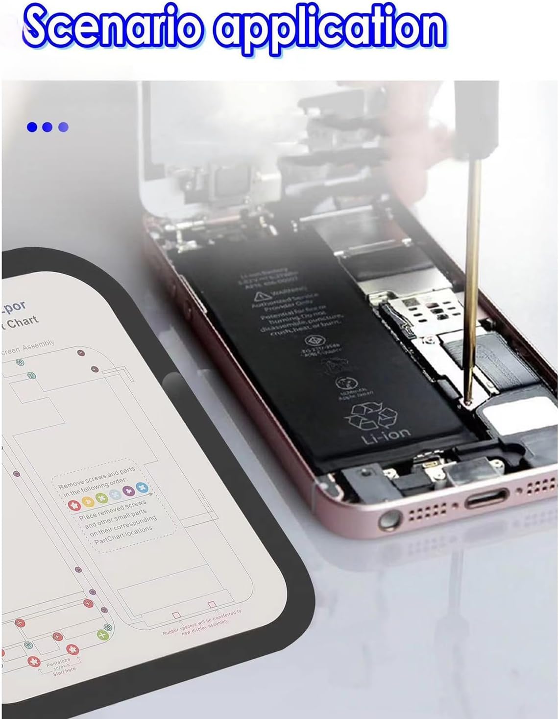 31 in 1 Magnetic Project Mat for iPhone Magnetic Screw Project Mat Part Chart Maps for iPhone 6-15promax Repair Pad 1pcs Magnetic Screw Mat and 31pcs map Phone Part Chart Assembly Assistant Tool