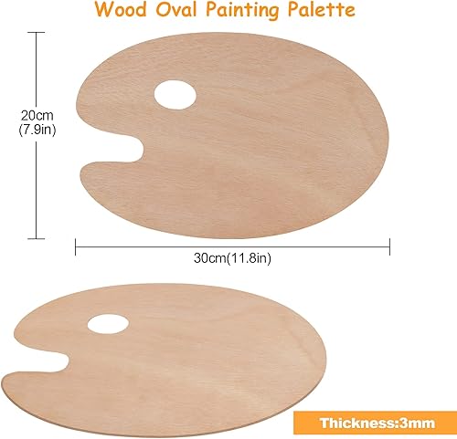Miniatura 2 de ZOEYES Paquete de 20 paletas de pintura al óleo de forma ovalada con agujero para el pulgar, paleta de arte de madera para pintar (8 x 12 pulgadas)