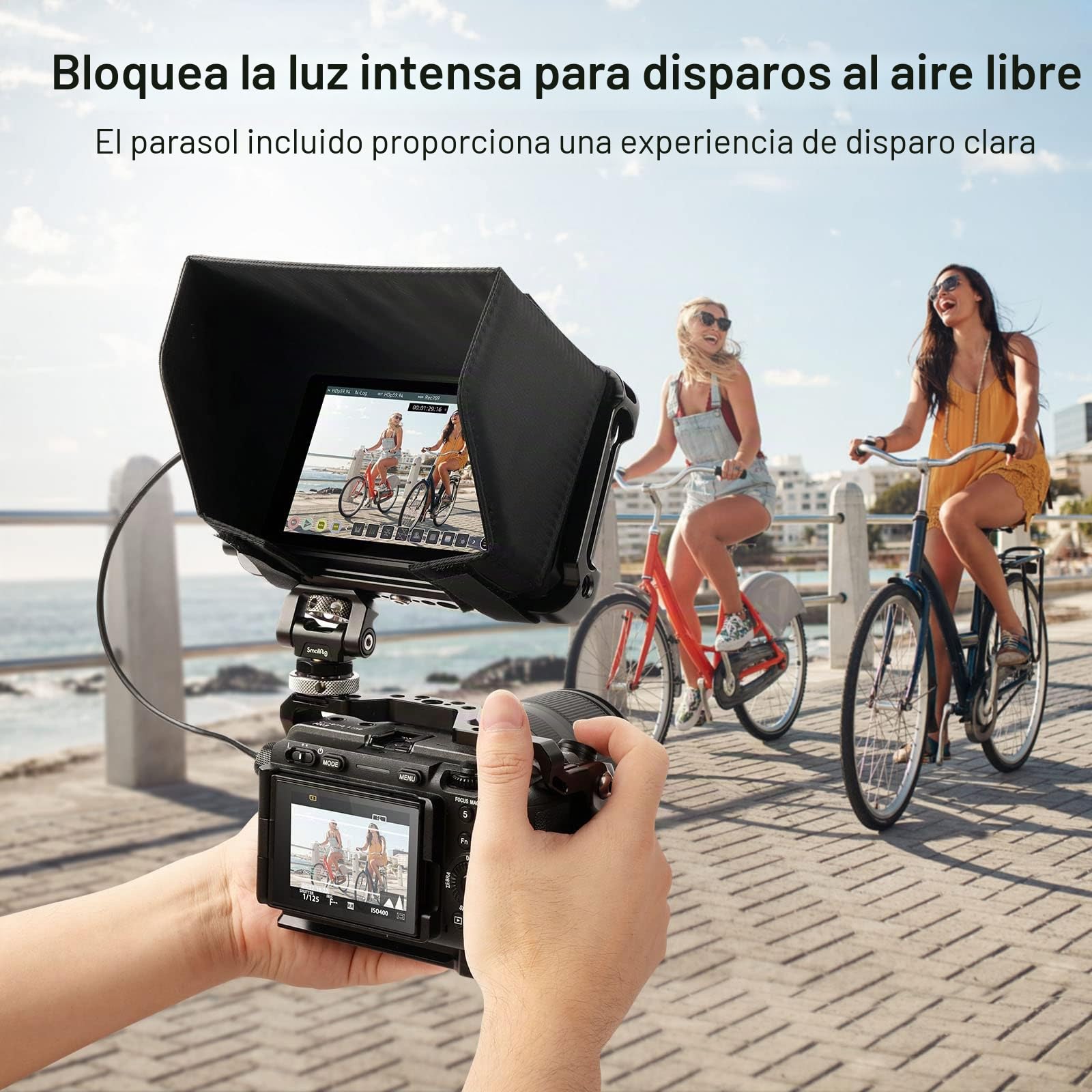 SMALLRIG - Kit de Jaula para Atomos Ninja V/Ninja V+, Viene con una Jaula de Monitor, un Parasol y una Funda de Silicona - 3788