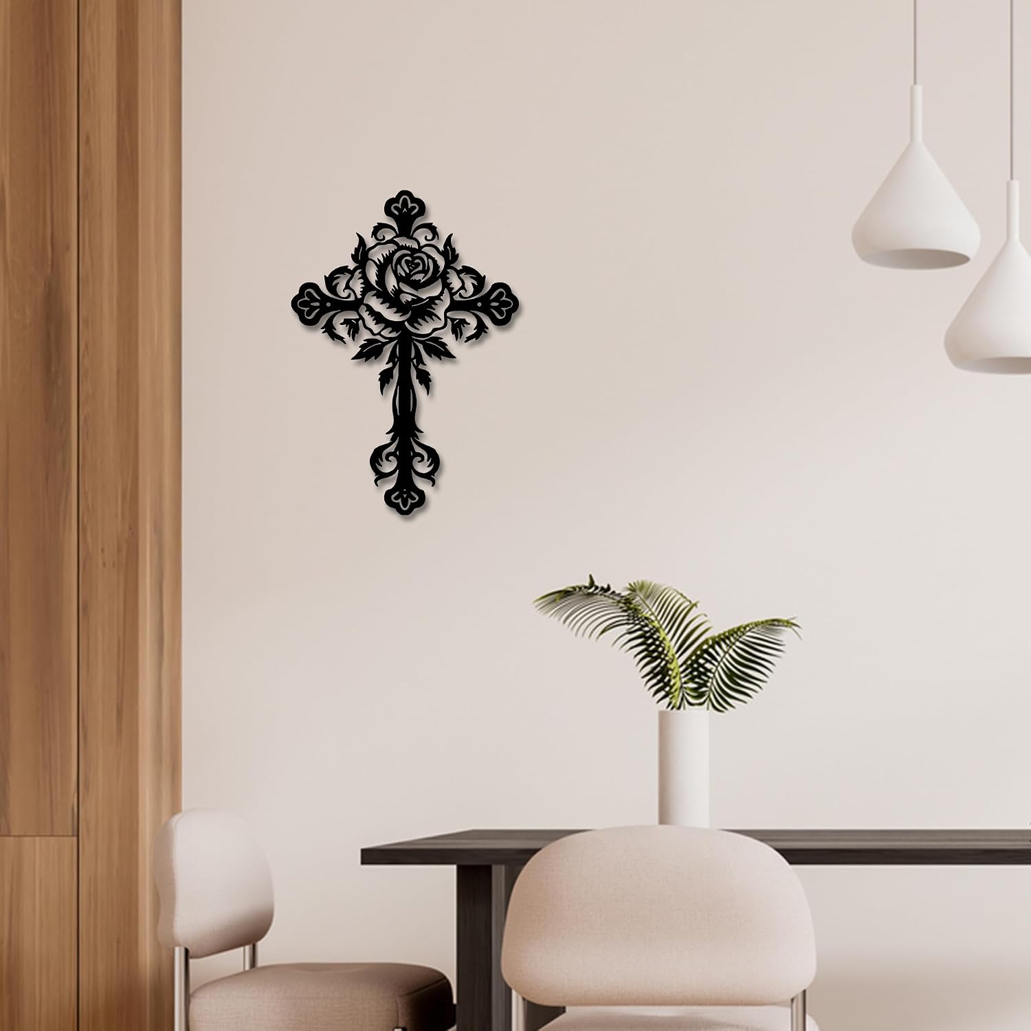 Rajukit Flower Christian Metal Cross Wall Art for Home image 4