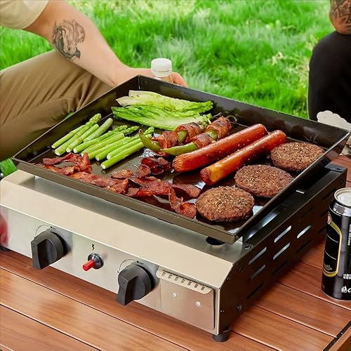 Miniatura 30 de SKOK Plancha de gas plana de 4 quemadores, 30 pulgadas, para exteriores, 40000 BTU, propano, parrilla de gas portátil, estación de parrilla