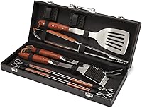 Vista 2 de Cuisinart CGS-2010 Premium Grill Set (10 piezas) y Cuisinart CGPR-221 Prensa de parrilla de hierro fundido (mango de madera), pesa 2.1 libras