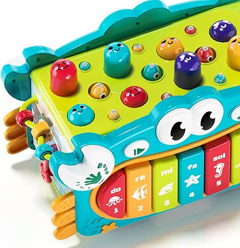 Miniatura 7 de Juguetes musicales Montessori 8 en 1 con música y luces para bebés de más de 18 meses, juguetes martilladores, cubo de actividades, juguetes de