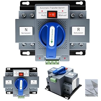 2PCS 110V 2P 63A Dual Power Automatic Transfer Switch, CE Certified Generator Changeover Switch ATS 50Hz/60Hz