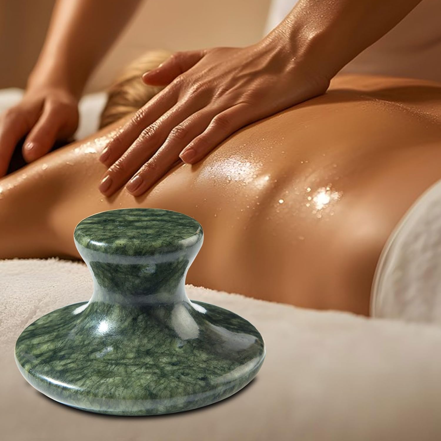 gemshan Massage Stone, 3.5inch Natural Hot Rocks, Body Gua Sha Massage Tool for Cellulite Massage, Lymphatic Drainage, Relieve Tension and Muscle Pain - Image 2