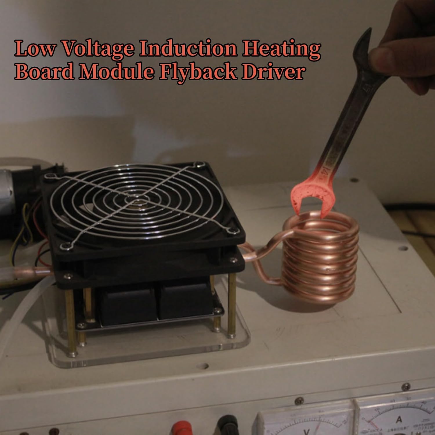 AUNMAS 1000W ZVS Induction Heater Kit, 12-48V Low Voltage Flyback Driver Board with Cooling System for Metal Melting, DIY Heater Module with Brass Coil and Graphite Crucible