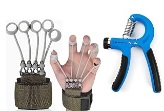 ZENITRAIN Combo Pack | Adjustable Hand Grip Strengthener with Forearm Exerciser, Power Grip & Finger Trainer | 60kg Resistance for Men, Women & Children, Multicolor | Gym & Vein Strengthening