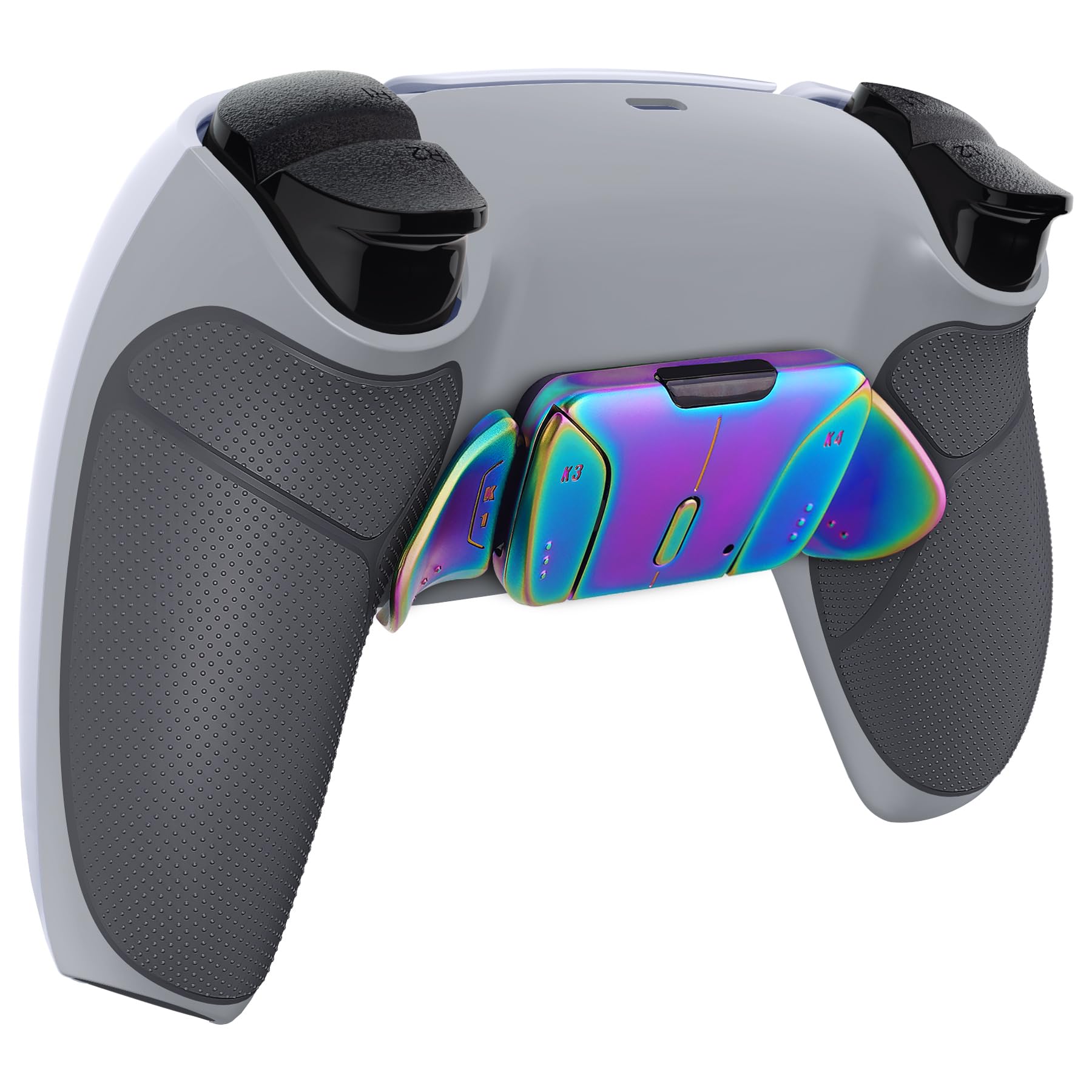 eXtremeRate Rise4 Remap Kit Metallo per ps5 Controller BDM-010/020, 4 Palette Paddles Back Button Programmabili per ps5 Joystick, Cover Grip&Tasti Posteriori Accessori Kit-Grigio Blu Viola