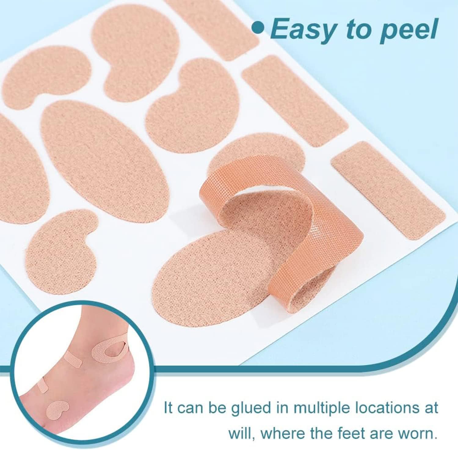 44 Pcs Moleskin Adhesive Pads,Flannel Adhesive Pads Avoid Skin Blister for Foot Hand(Complexion)
