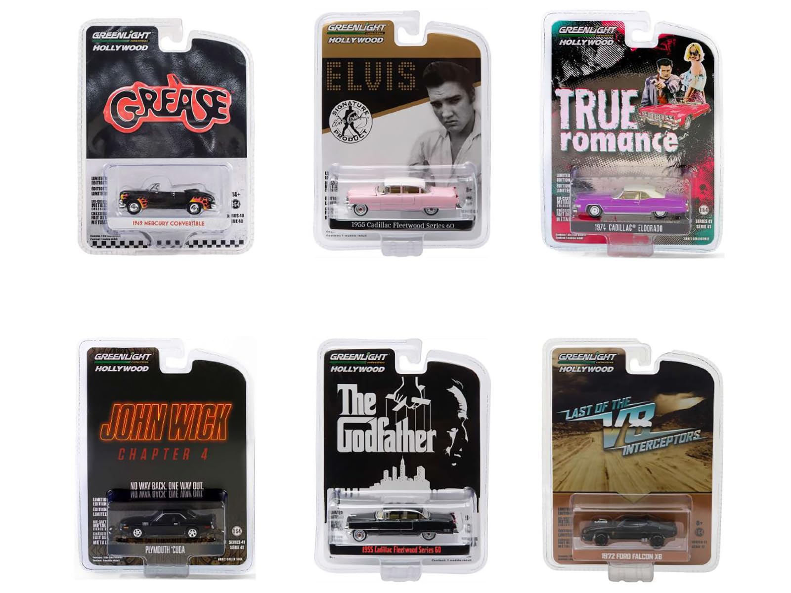 Hollywood Greatest Hits (2025) Set of 6 Pieces 1/64 Diecast Model Cars by Greenlight 44717SET