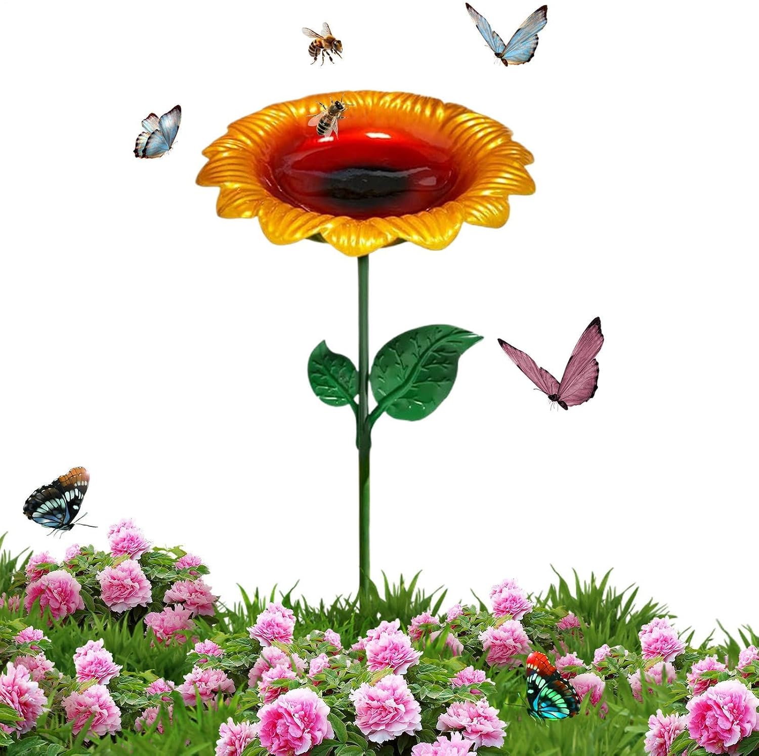 Bird Bath Metal Sunflower Water Feeder