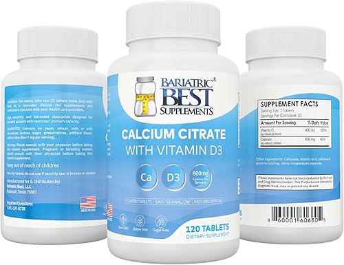 Miniatura 9 de Citrato de calcio bariátrico con vitamina D3, los mejores suplementos para cirugía postbariátrica, fórmula fácilmente disolvible para una absorción