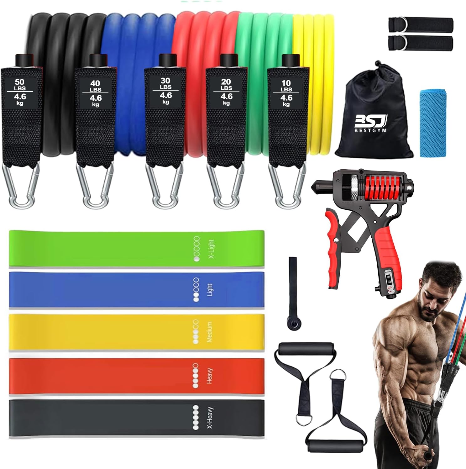 Resistance Bands,Exercise Bands,Resistance Bands for Working Out with Handles for Men and Women,Workout Bands with Door Anchor and Ankle,Strength Training Home Gym Equipment