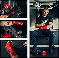 Vista 4 de BEAST RAGE Vendas para manos de boxeo para MMA Kickboxing, muñequeras profesionales para adultos de 180" con banda elástica semi-elástica, guantes