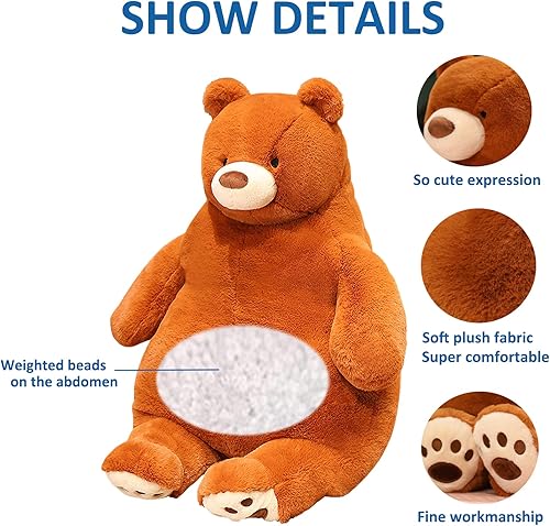 Miniatura 2 de Animales de Peluche con Peso de Oso, Oso de Peluche con Peso de 17" 3.5 lbs, Juguete de Peluche Grande de Oso Marrón, Almohada de Animal de Peluche