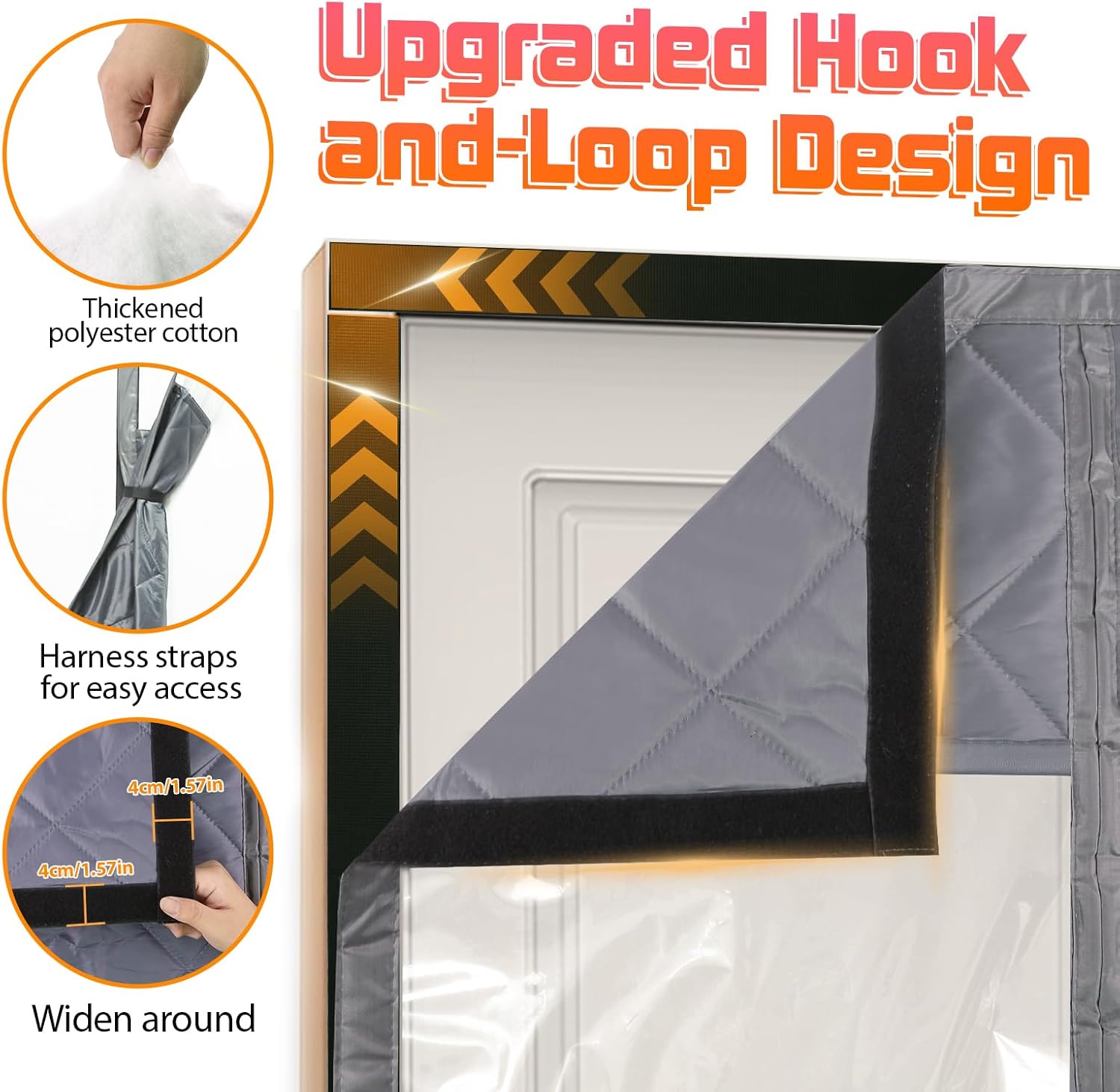 Insulated Door Curtain Fits Size 36" X 82" Magnetic Thermal Screen Winter Oxford Cloth Thicken Cotton to Keep House Warm as Temporary to Soundproof (with Clear PVC Windows)