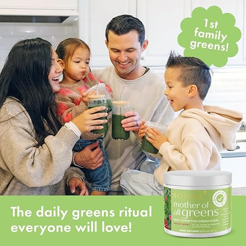 Miniatura 2 de Boobie Mother of All Greens  Tu nuevo ritual familiar, polvo diario Super Greens con más de 35 nutrientes esenciales para mamás y familias  Vegano,