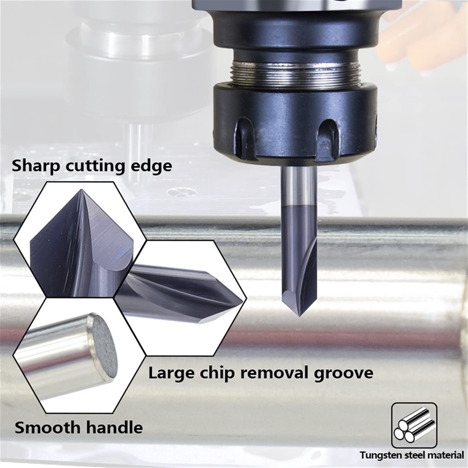 TTT Espiga Cortador de fresado de chaflado de carburo 2-12 mm 120 Grados 3 Flauta CNC Router bit para Molino de Extremo de Corte de Aluminio (Cutting Edge Length : 10xD10x90degrees)
