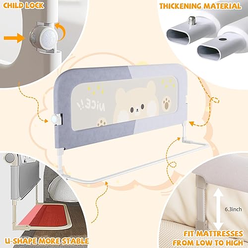 Miniatura 4 de Riel de protección de cama para niños pequeños  Rieles plegables de elevación de 60 pulgadas para niños  Protector de barandilla de seguridad para