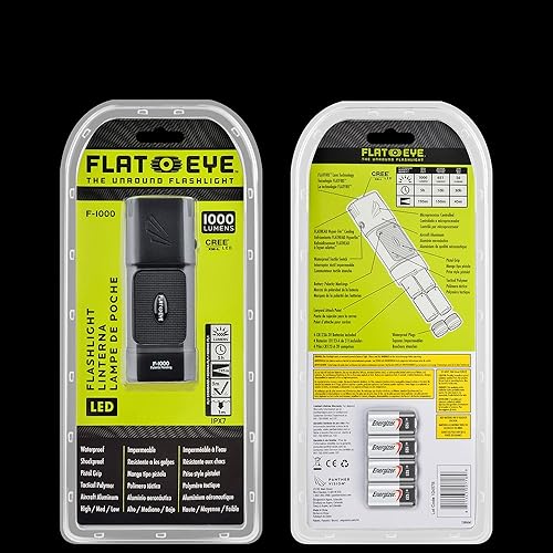 Miniatura 10 de FLATEYE F-1000 - Linterna subredonda de alto rendimiento CREE LED multiposición impermeable y a prueba de golpes, 1000 lúmenes (FL-7189)