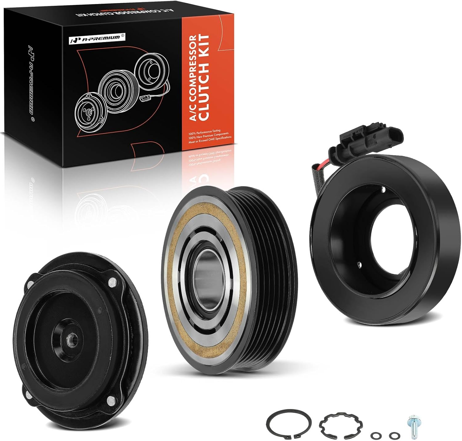 A-Premium Air Conditioner AC Compressor Clutch Kit Compatible with Chevrolet Camaro 2016-2021 2.0L & Cadillac CTS 2014-2019 2.0L, ATS 2013-2016 2.0L 2.5L, ATS 2017-2019 2.0L