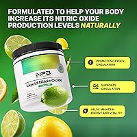Vista 2 de Nature's Pure Blend Suplementos de óxido nítrico líquido para hombres – L-Arginina en polvo – refuerzo de óxido nítrico y suplemento de circulación