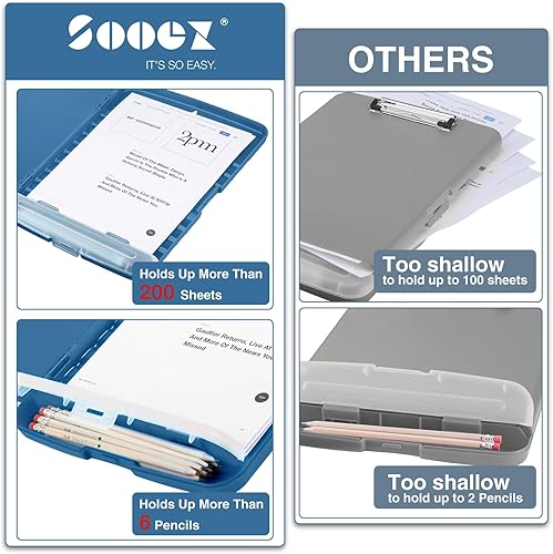 Miniatura 33 de Sooez - Sujetapapeles de documentos clínicos con almacenamiento, sujetapapeles de plástico resistente y alta capacidad con soporte para bolígrafo