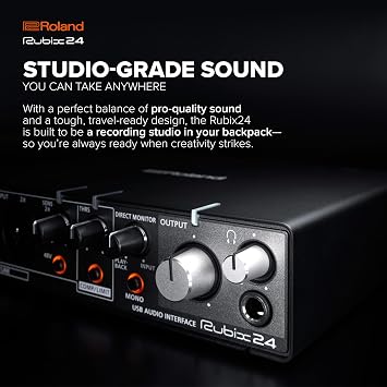 Roland Rubix24 2-In/4-Out USB Audio Interface | High-Resolution Audio | Record with Mics, Guitars, Keys & More | Compact & Durable Build | Compatible with Mac, PC & iPad | Expanded I/O Features