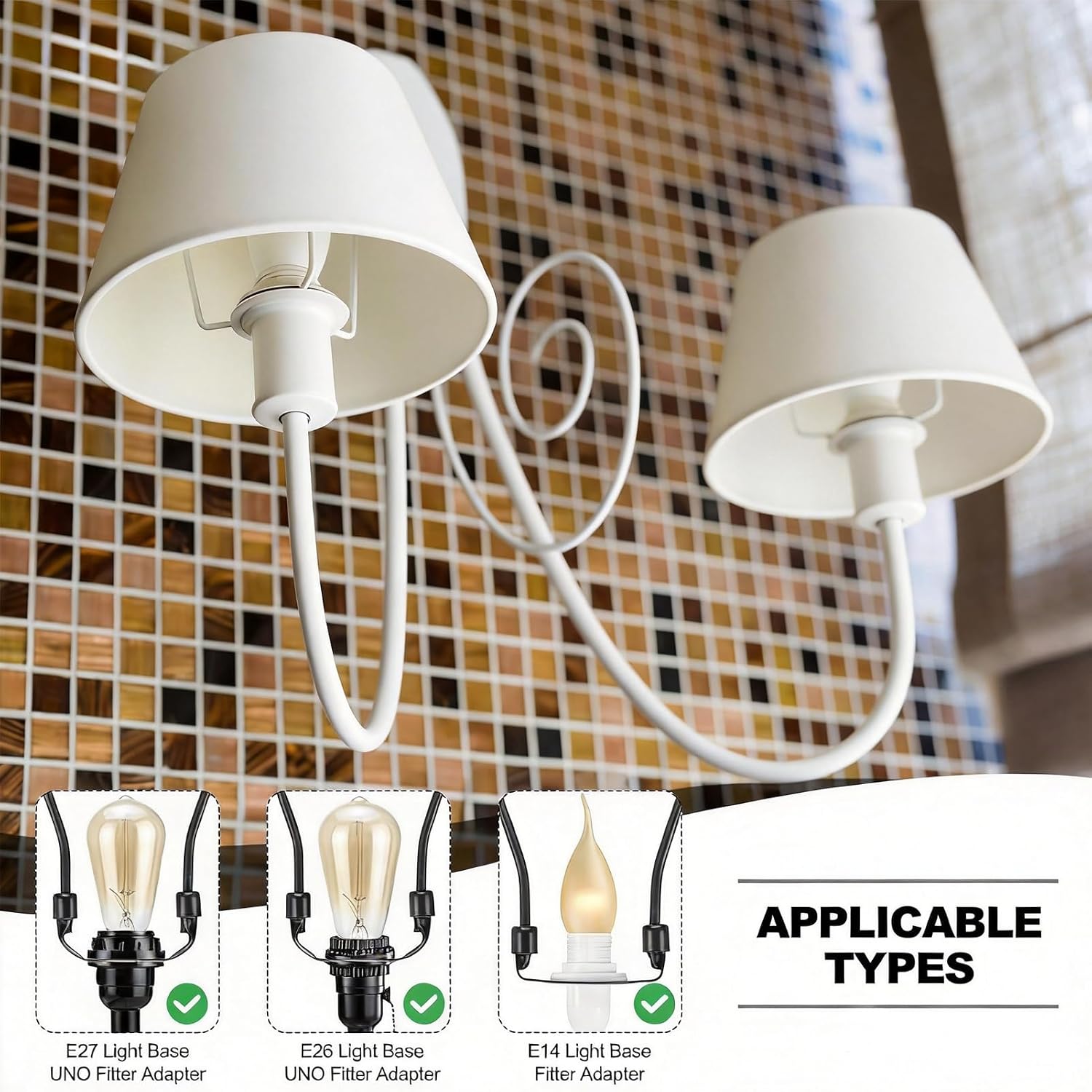 4pack E26 Lamp Harp Saddle Base Lampshade Holder 1.57"(40 mm) Non-Slip UNO Collar Adapter for E26 Threaded Base, 4pcs Silver Tone