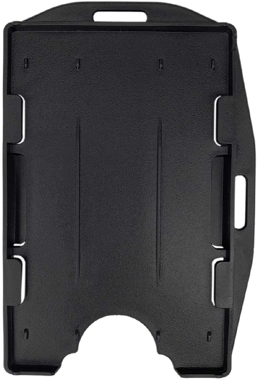 2 Pack - Fallen One Hard Plastic Id Card Holder - Black ID Badge Holders for Lanyard, Horizontal and Vertical Dual-Use, Double Sided, Hold 2 Cards
