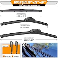 Vista 22 de AUTOBOO - Limpiaparabrisas de repuesto 26 + 20 pulgadas con limpiaparabrisas trasero de 12 pulgadas para BMW X3, X4, 2018, 2019, 2020, 2021, 2022