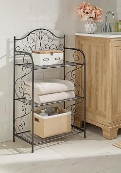 BrylaneHome Scroll 3-Tier Bath Shelf - Black