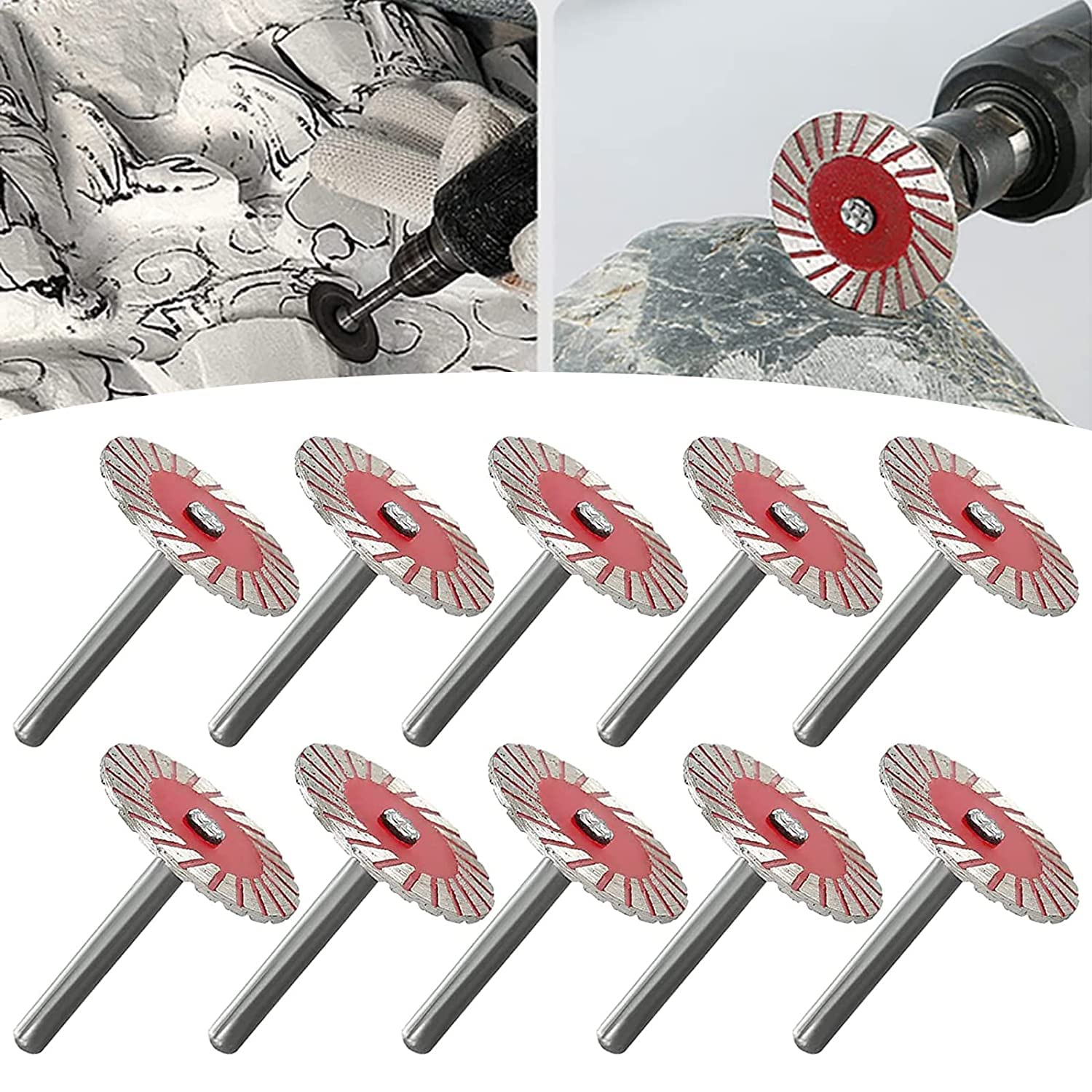 10pcs Stone Carving 40mm Blades,Mini Metal Cutting Wheel Diamond Saw Blades,Cutting Turbo Disc Engraving Saw Blades for Granite,Marble,and Concrete for Dry and Wet Processing. (Abrasion Resistant)