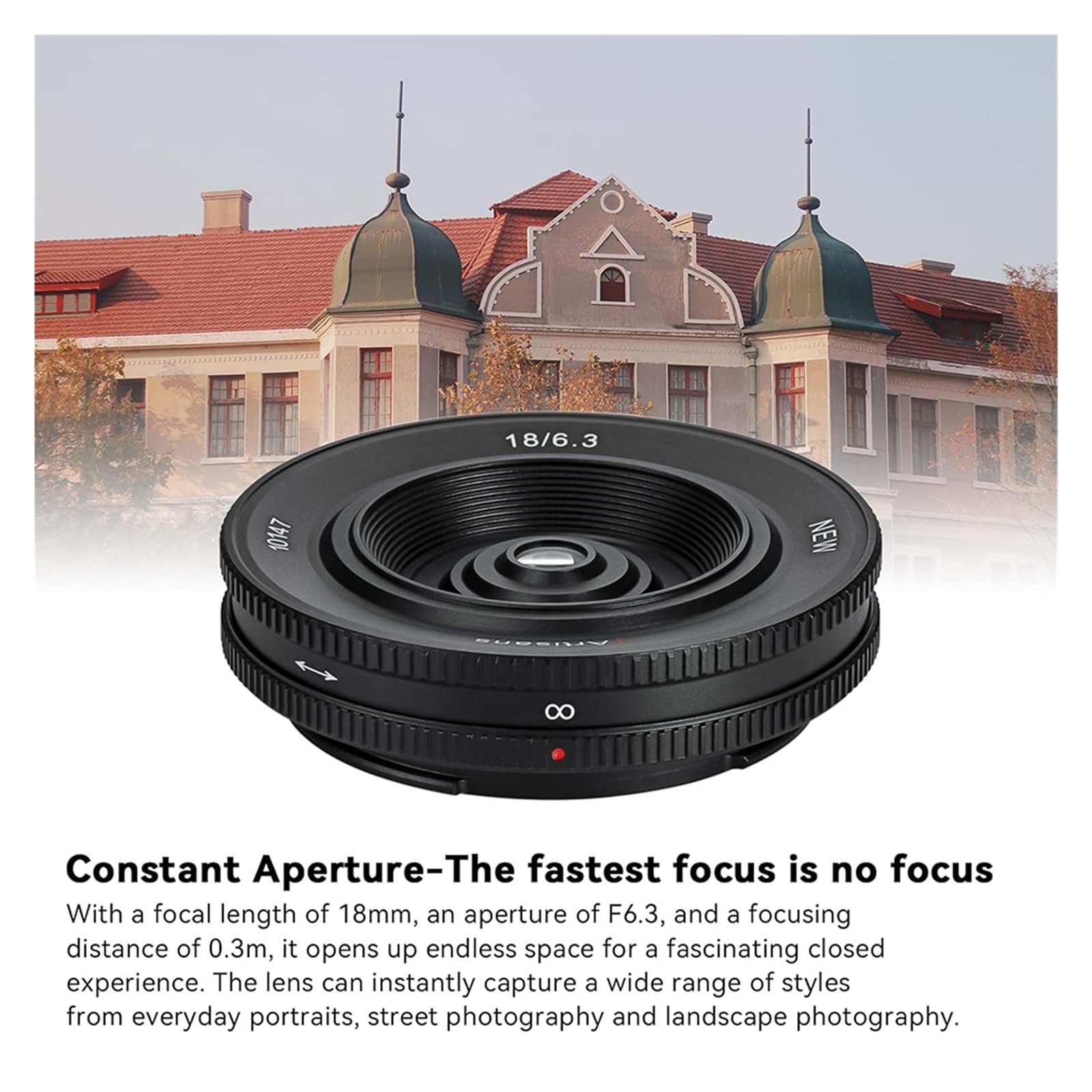 Obiettivo sottile APS-C da 18 mm F6.3, compatibile con Sony E
