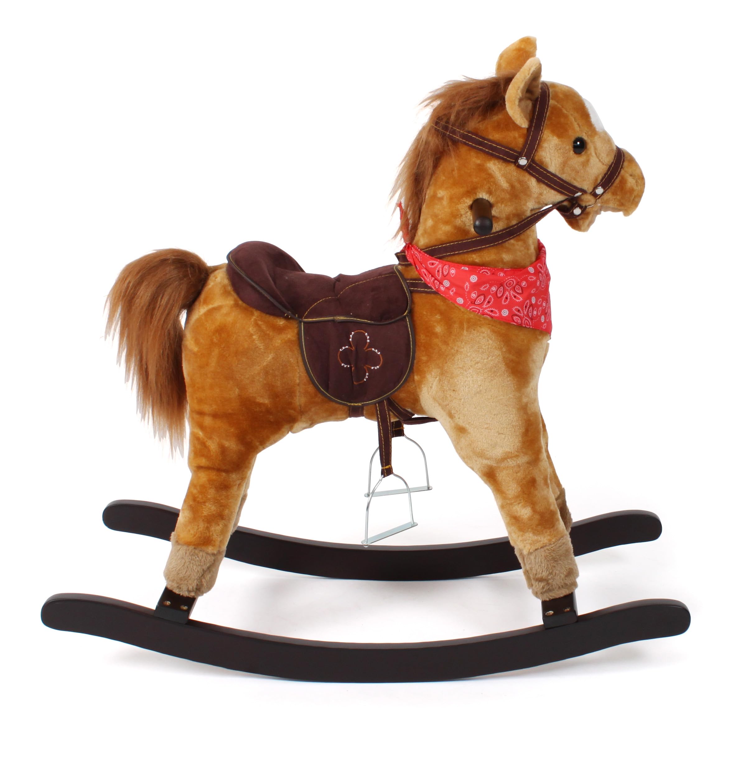 Bayer Chic 2000 Schaukelpferd Cowboy Braun | Premium Schaukeltier aus Holz | Klassisches Plüsch-Schaukelpferd im Western-Look. Mit robustem Holzgestell, Sattel, Steigbügeln & Haltegriffen.