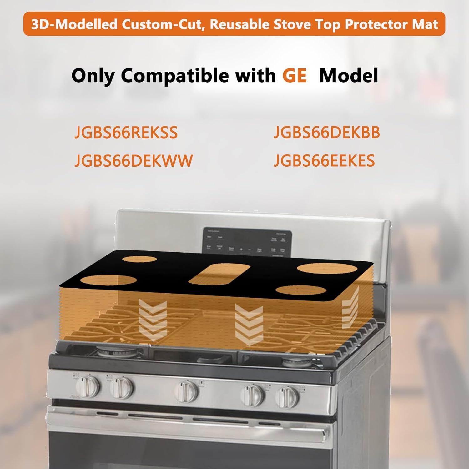 Stove Top Protector for GE Gas Range Model JGBS66REKSS JGBS66DEKWW JGBS66DEKBB JGBS66EEKES | 30" 5-Burner Fit Stove Guard, Splatter Guard Cover & Easy Clean Liner