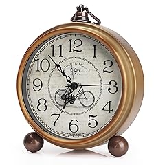 Maxspace Metal Golden Table Clock, Retro Vintage Non Ticking Small Alarm Clock,Battery Operated photo Maxspace Metal Golden Table Clock, Retro Vintage Non Ticking Small Alarm Clock,Battery Operated