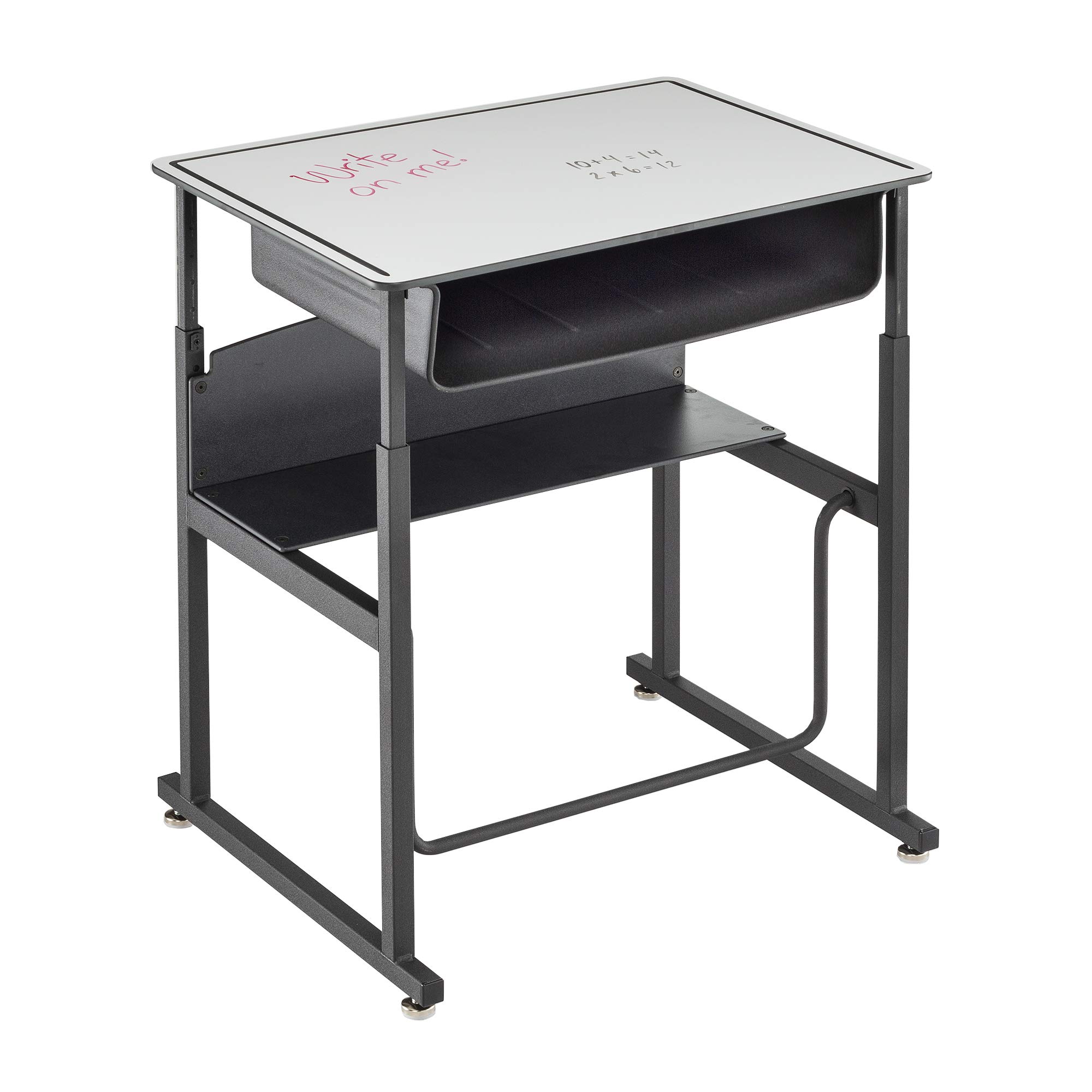 Alphabetter Adjustable-Height Stand-Up Desk  28 X 20"" Premium Or Dry Erase Top  Book Box And Swinging Footrest Bar - Dryerase