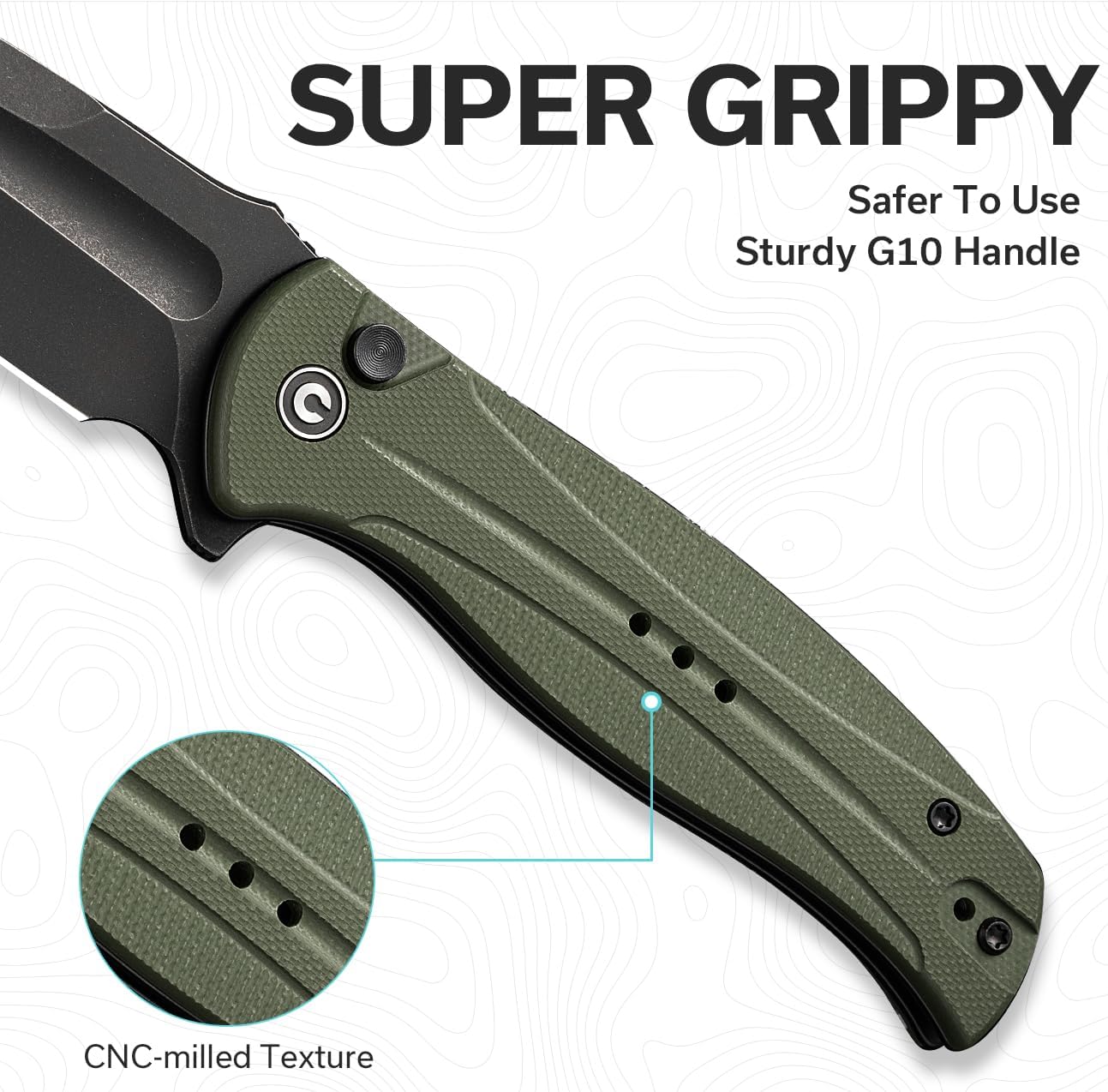 CIVIVI Incindie Pocket Knife for Men, Folding Knife with 3.48" 14C28N Blade Milled G10 Handle for EDC C23053-2 (Green)