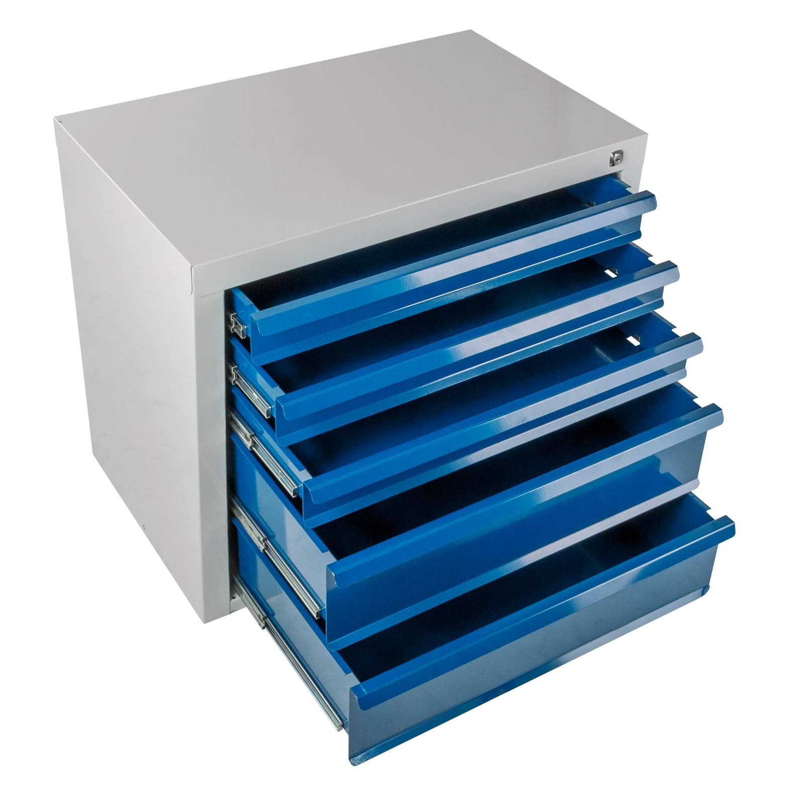 ADB RAL 7035/5012 - Cajonera de metal con 5 cajones, para taller, con revestimiento de polvo