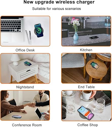 Miniatura 4 de Cargador inalámbrico NiiTTER invisible de 2 pulgadas (1.969 in), cargador inalámbrico debajo del escritorio, carga inalámbrica debajo del mostrador